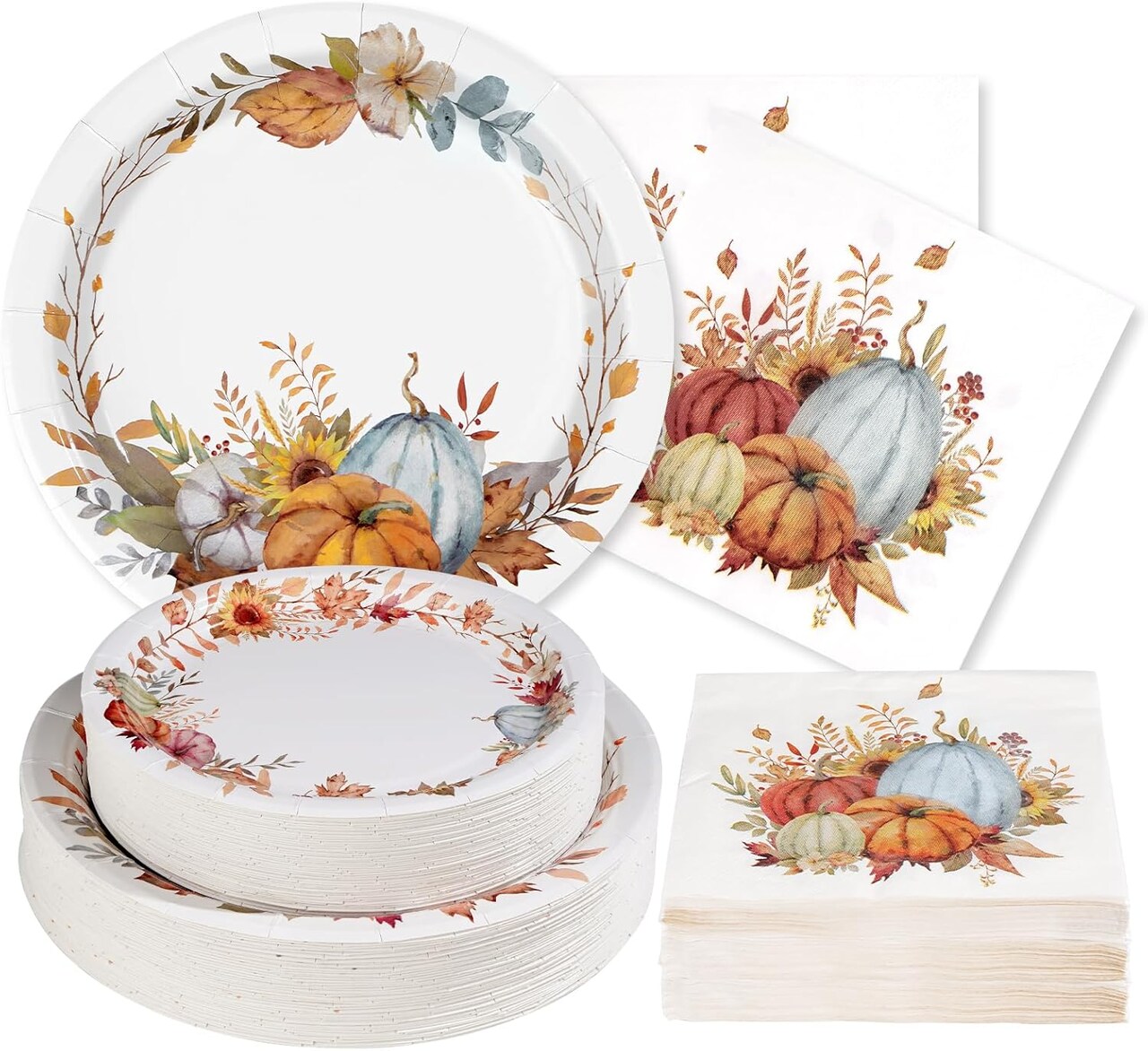 200pcs Thanksgiving Paper Plates(MIXED_COLORS)9 x 9 x 1 inches